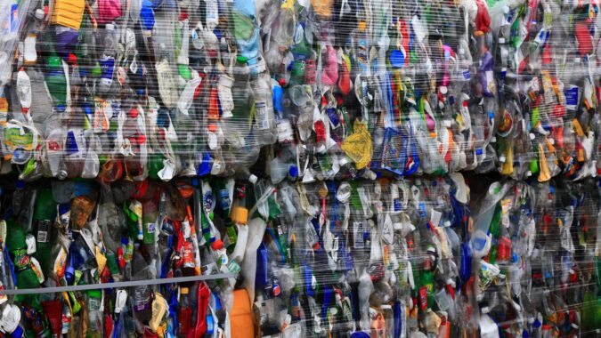 bales of plastic recycling.