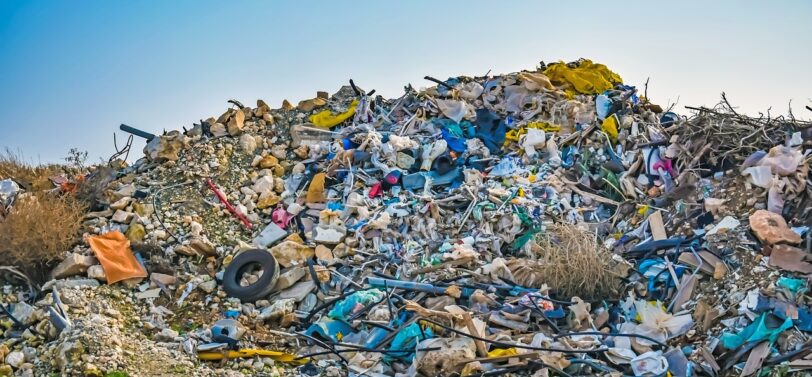 pile of waste at landfill site.