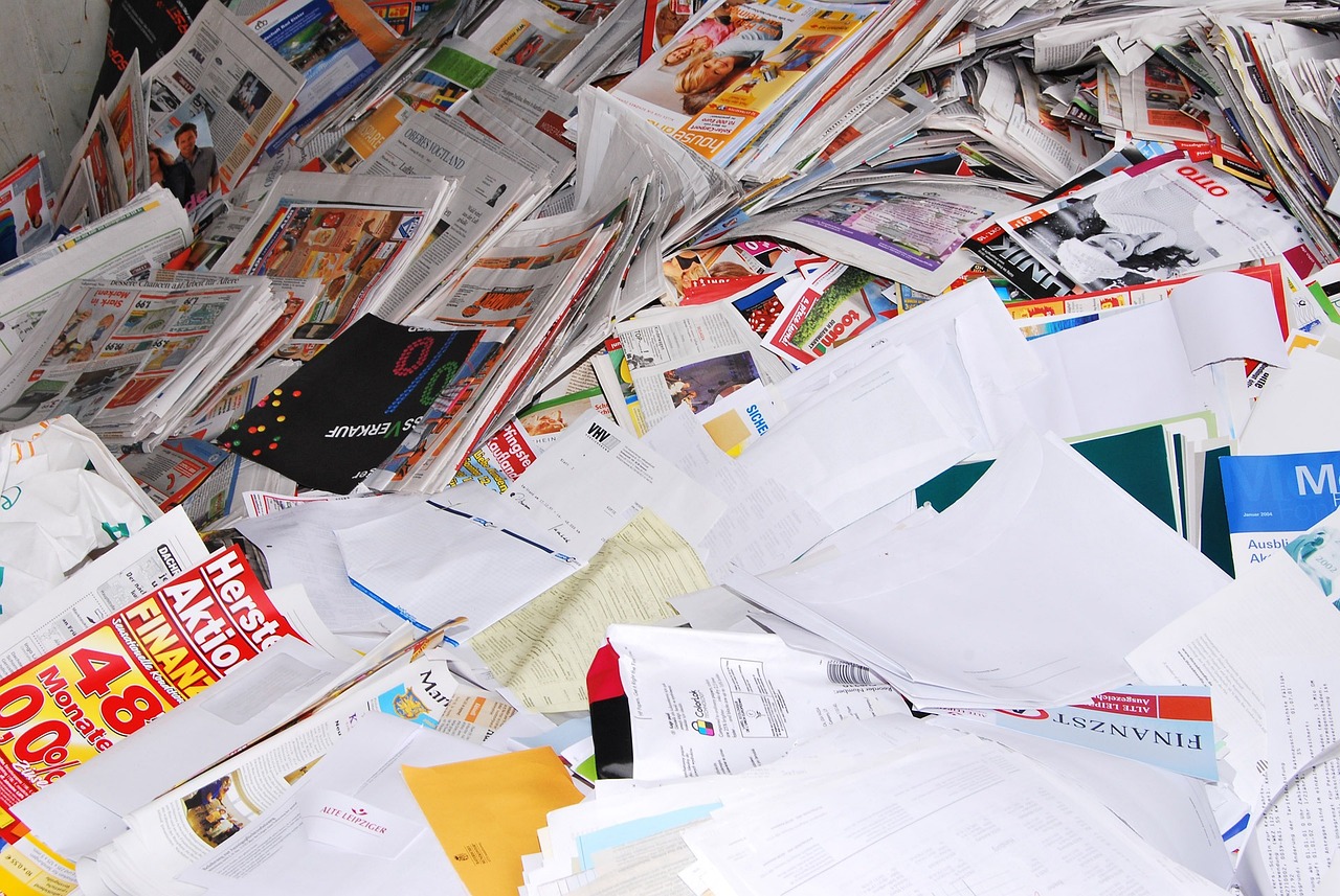 junk mail, leaflets, and waste paper.